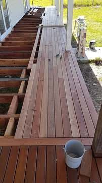 Merbau decking boards laid with even spacing